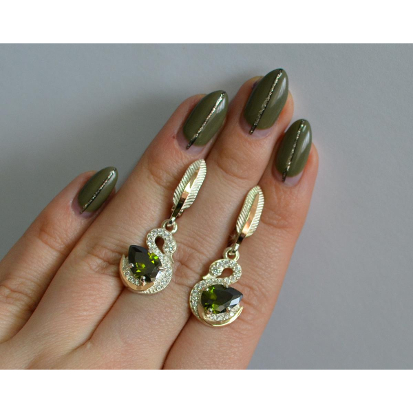 Серебряные серьги с золотыми вставками (160с)