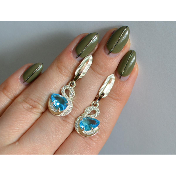 Серебряные серьги с золотыми вставками (160с)