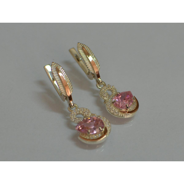 Серебряные серьги с золотыми вставками (160с)