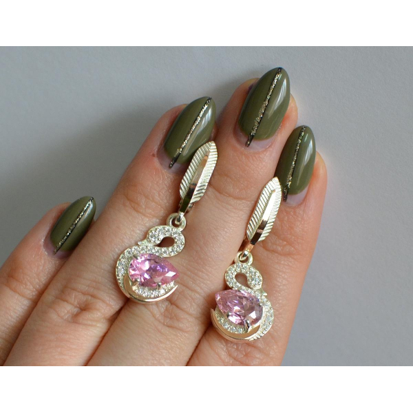 Серебряные серьги с золотыми вставками (160с)