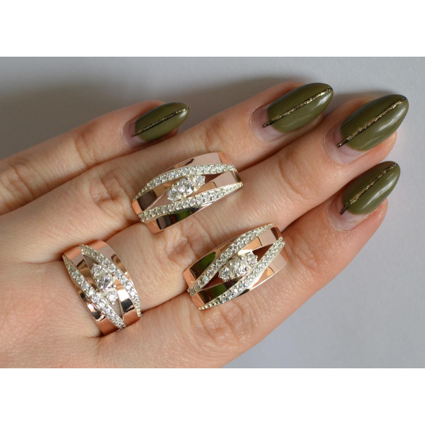 Серебряный набор с золотыми пластинами (161)