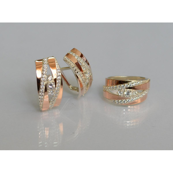 Серебряный набор с золотыми пластинами (161)