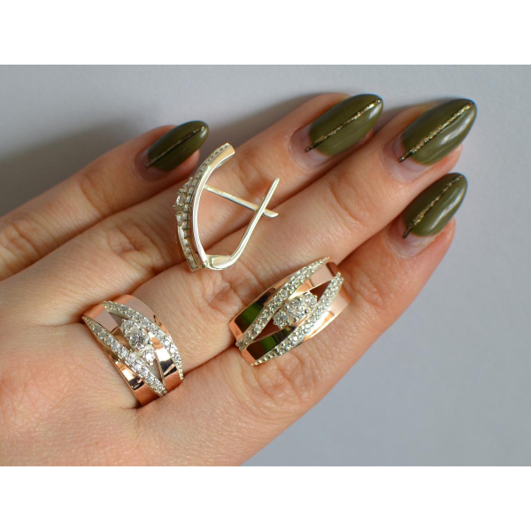 Серебряный набор с золотыми пластинами (161)