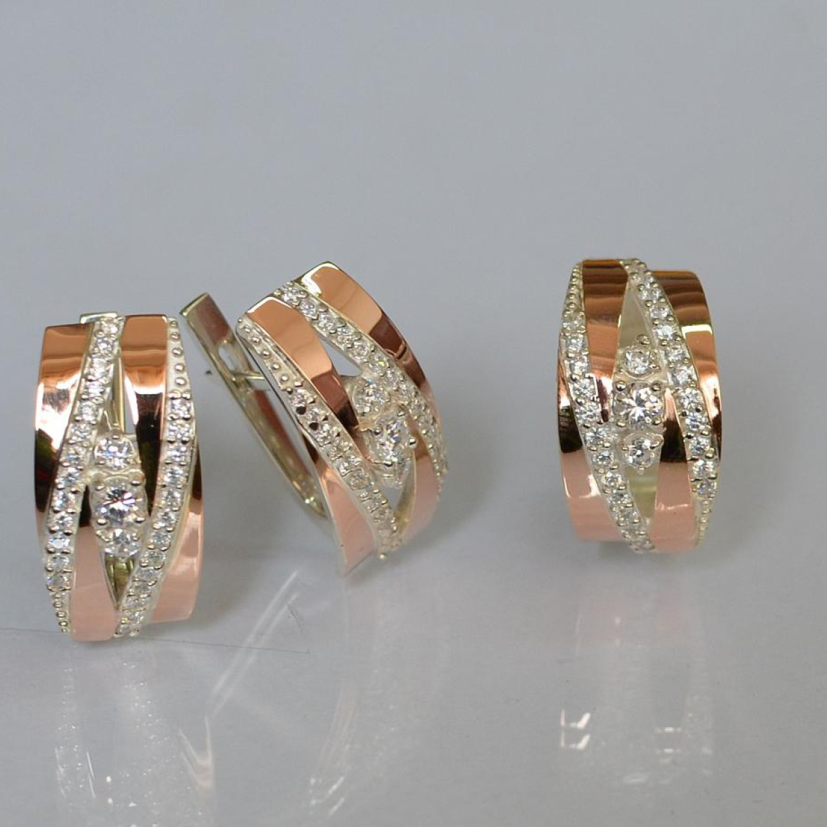 Серебряный набор с золотыми пластинами (161)