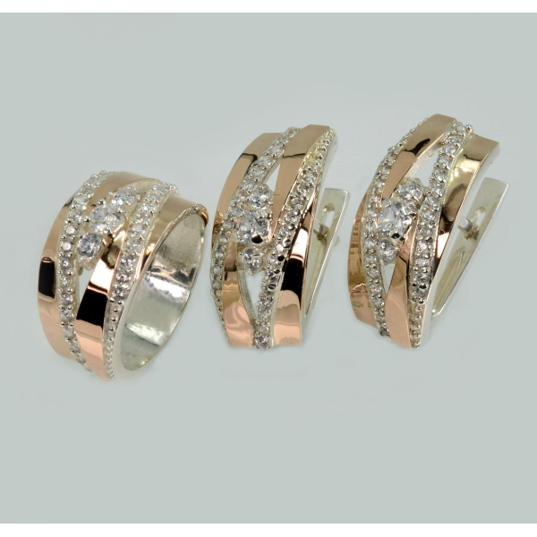 Серебряный набор с золотыми пластинами (161)