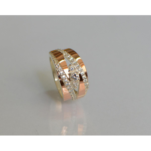 Срібна каблучка з золотими вставками