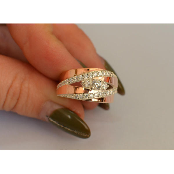 Серебряное кольцо с золотыми вставками (161к)