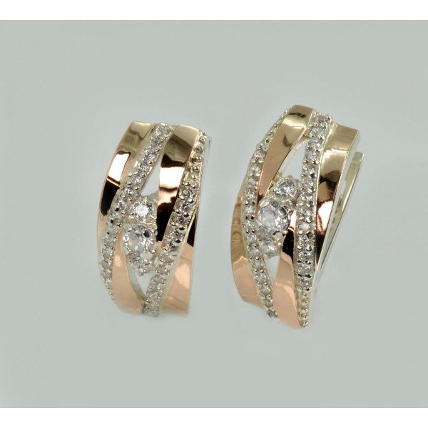 Серебряные серьги с золотыми вставками (161с)