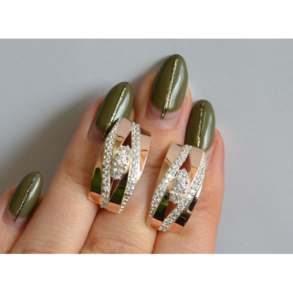 Серебряные серьги с золотыми вставками (161с)