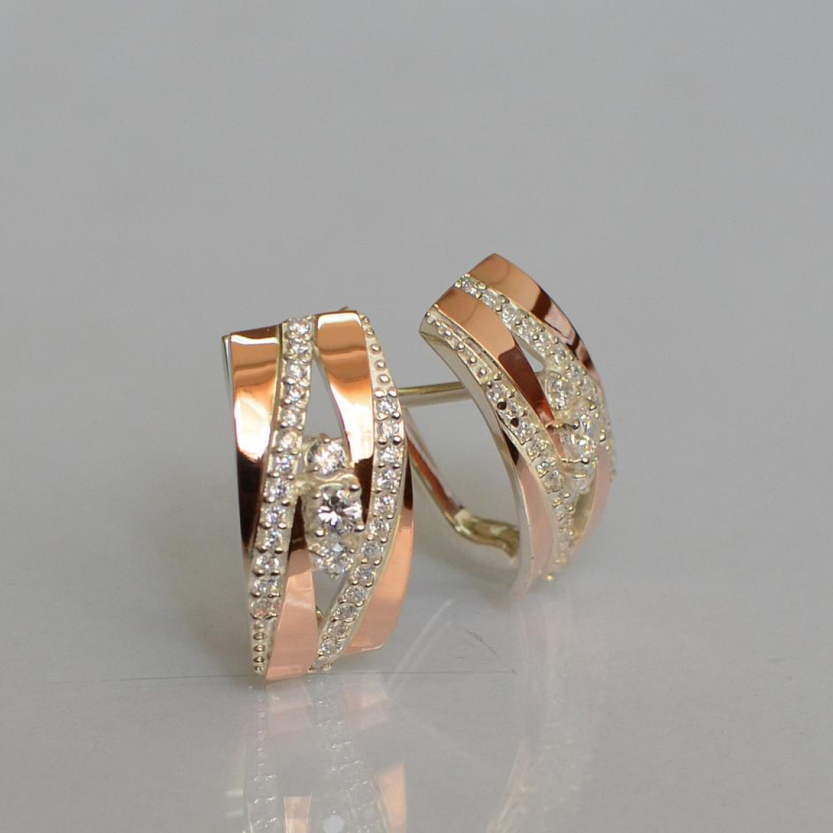 Серебряные серьги с золотыми вставками (161с)