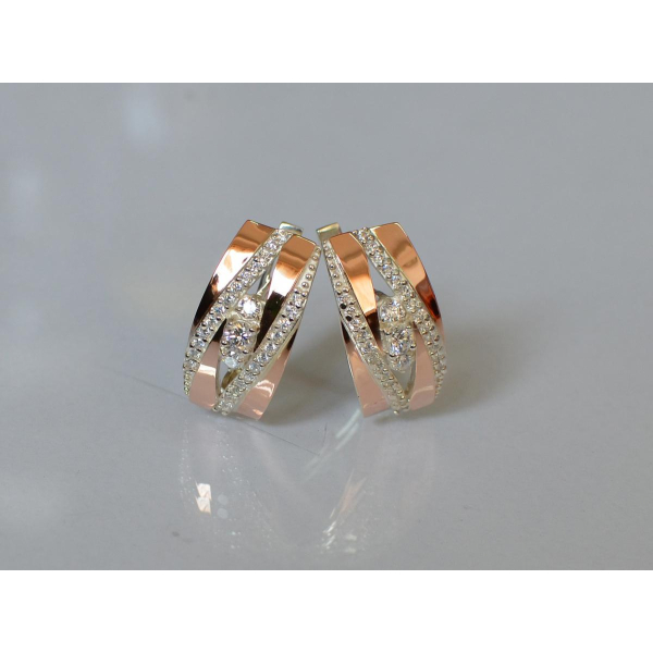 Серебряные серьги с золотыми вставками (161с)