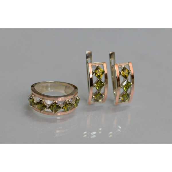 Серебряный набор с золотыми пластинами (162)