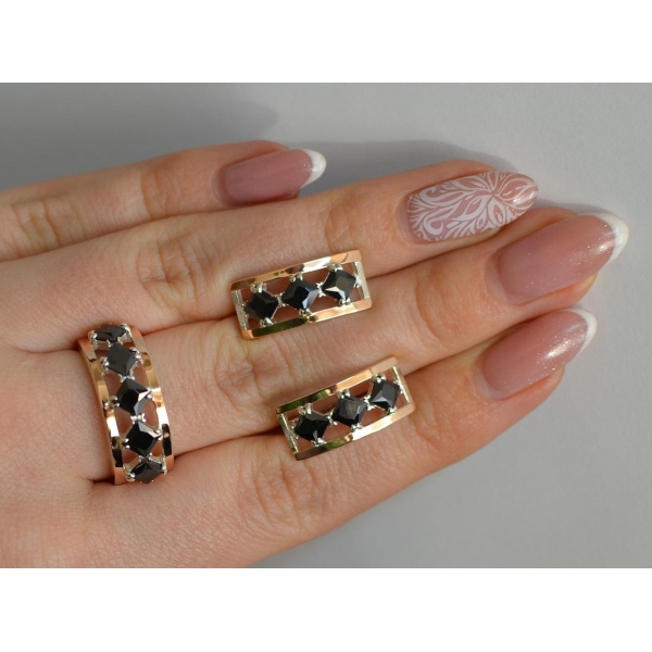 Серебряный набор с золотыми пластинами (162)