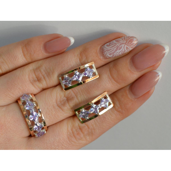 Серебряный набор с золотыми пластинами (162)