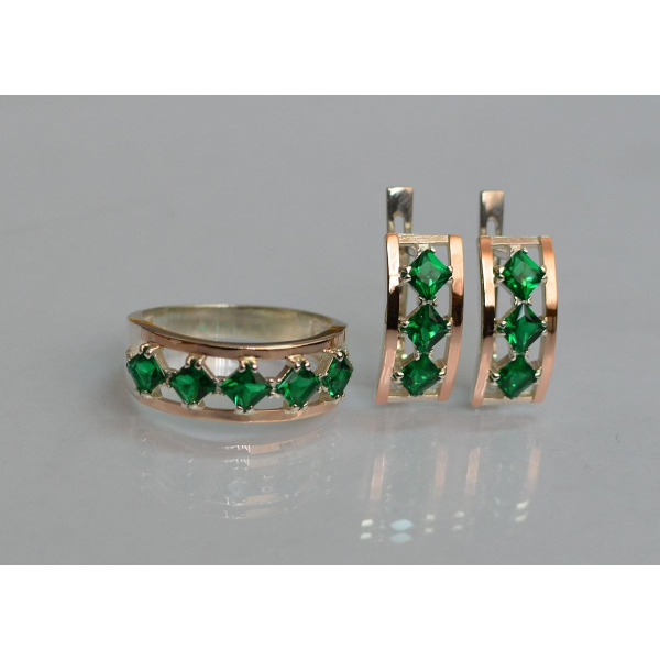 Серебряный набор с золотыми пластинами (162)