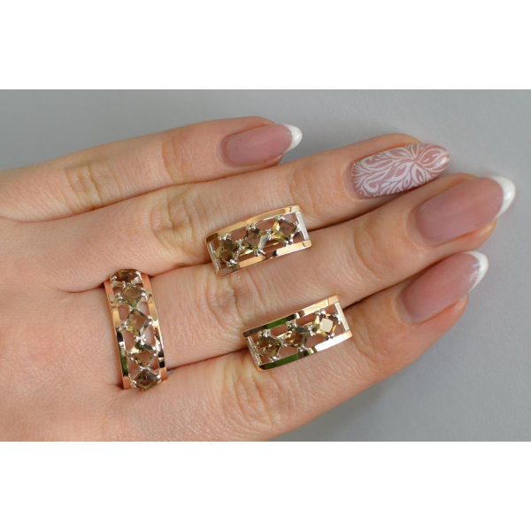 Серебряный набор с золотыми пластинами (162)