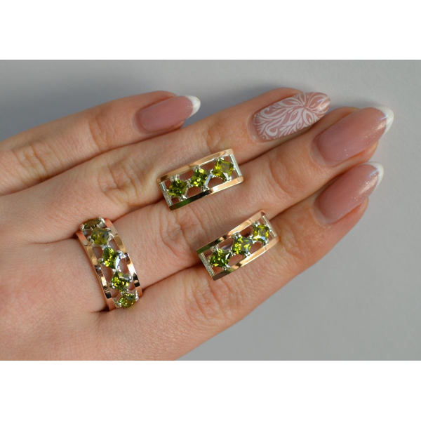 Серебряный набор с золотыми пластинами (162)