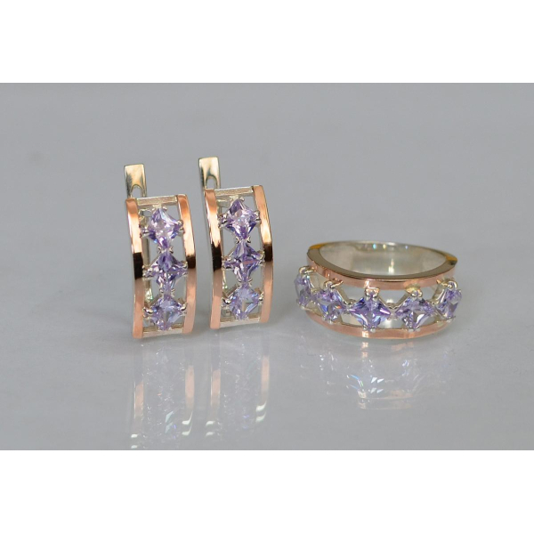 Серебряный набор с золотыми пластинами (162)