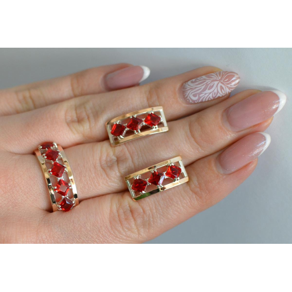 Серебряный набор с золотыми пластинами (162)