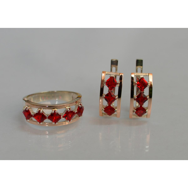 Серебряный набор с золотыми пластинами (162)