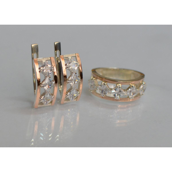 Серебряный набор с золотыми пластинами (162)