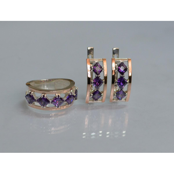 Серебряный набор с золотыми пластинами (162)