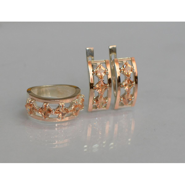 Серебряный набор с золотыми пластинами (162)