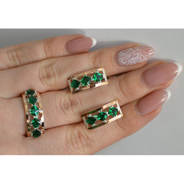 Серебряный набор с золотыми пластинами (162)