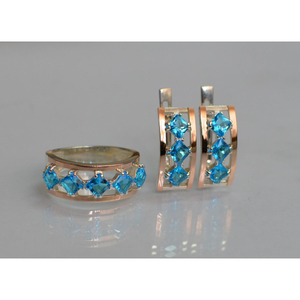 Серебряный набор с золотыми пластинами (162)