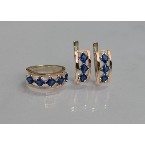 Серебряный набор с золотыми пластинами (162)