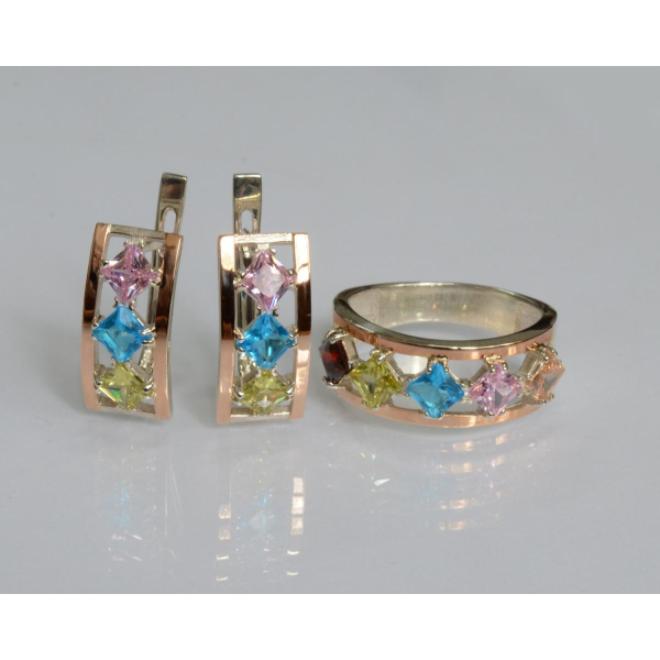 Серебряный набор с золотыми пластинами (162)