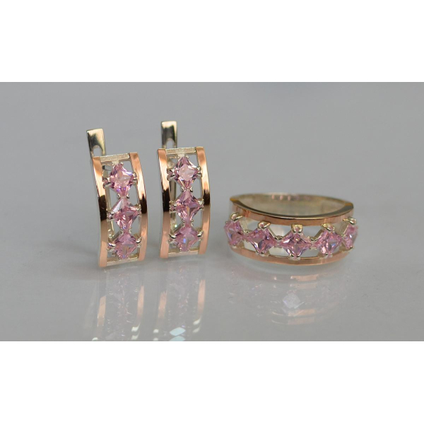 Серебряный набор с золотыми пластинами (162)