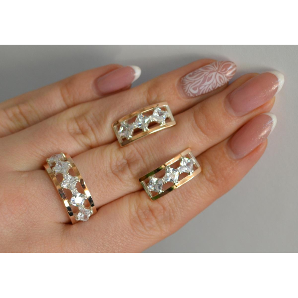 Серебряный набор с золотыми пластинами (162)