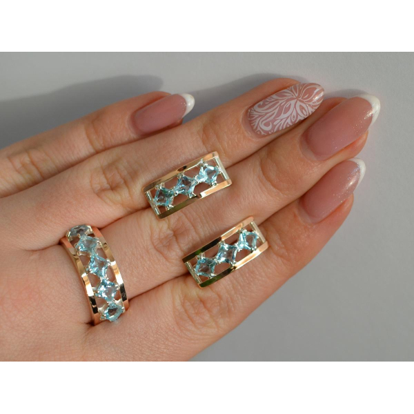 Серебряный набор с золотыми пластинами (162)