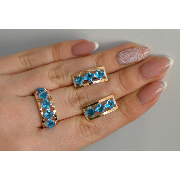 Серебряный набор с золотыми пластинами (162)