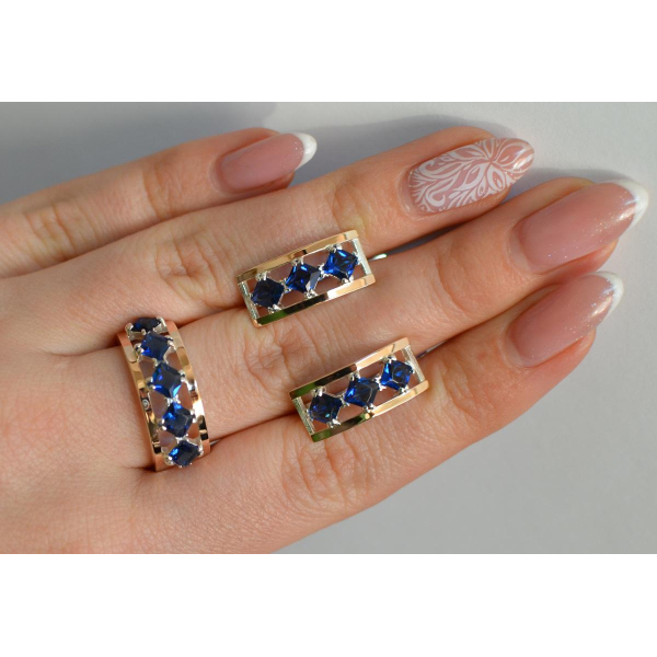 Серебряный набор с золотыми пластинами (162)