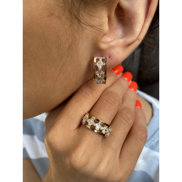 Серебряный набор с золотыми пластинами (162)