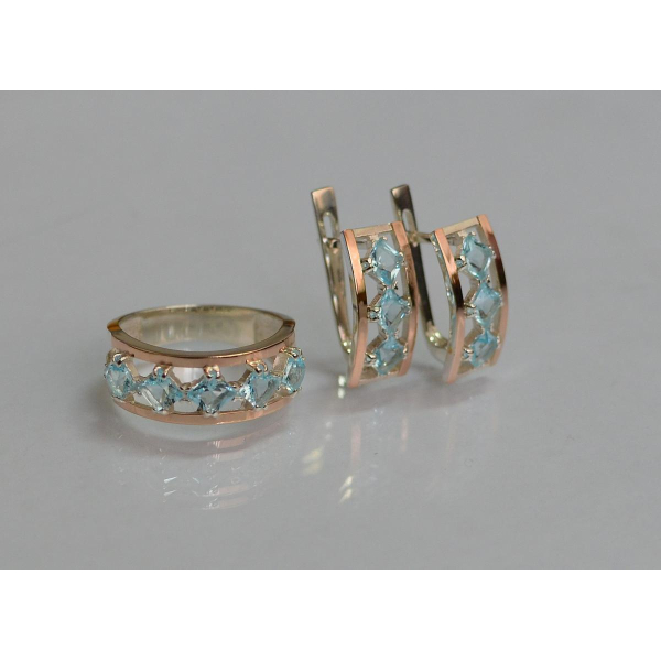 Серебряный набор с золотыми пластинами (162)