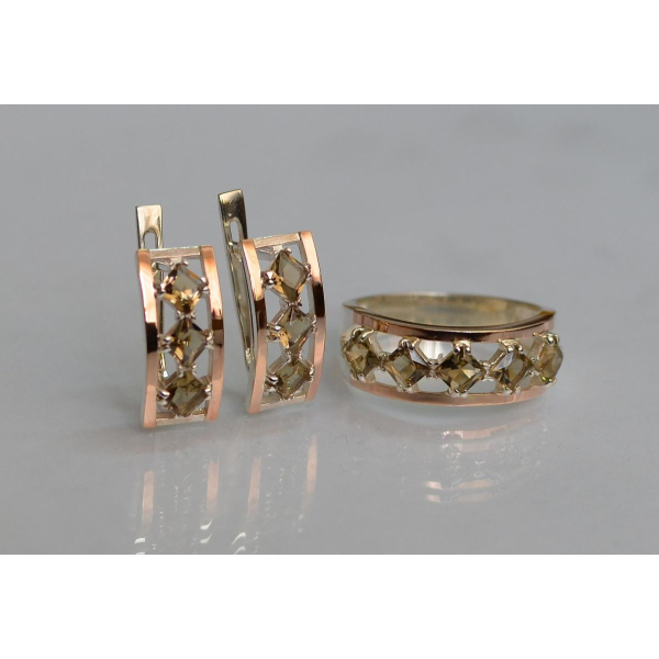 Серебряный набор с золотыми пластинами (162)