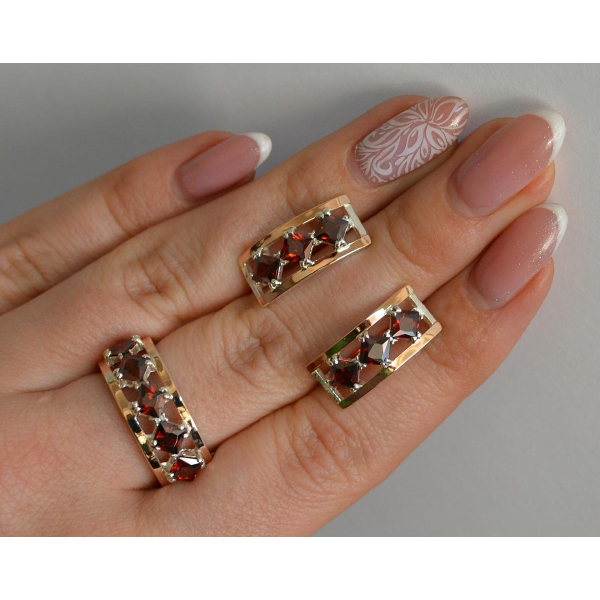 Серебряный набор с золотыми пластинами (162)