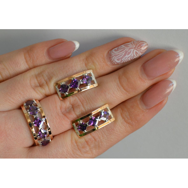 Серебряный набор с золотыми пластинами (162)