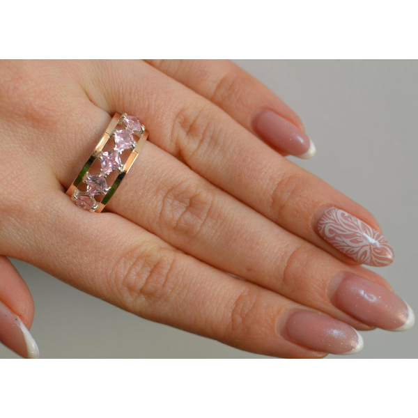 Серебряное кольцо с золотыми вставками (162к)