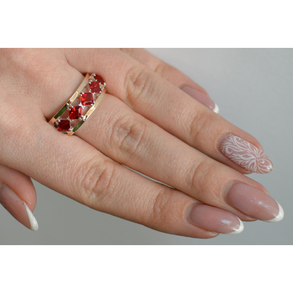 Серебряное кольцо с золотыми вставками (162к)