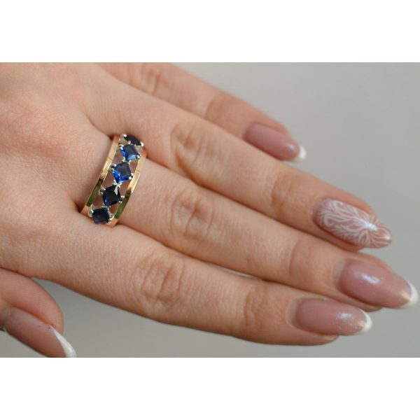 Серебряное кольцо с золотыми вставками (162к)