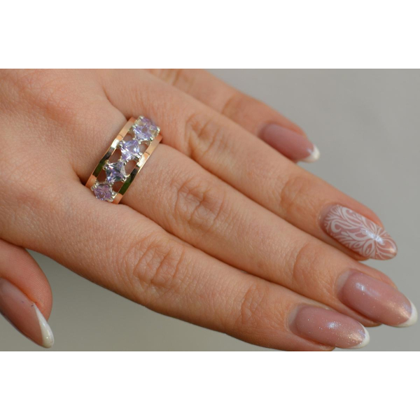 Серебряное кольцо с золотыми вставками (162к)