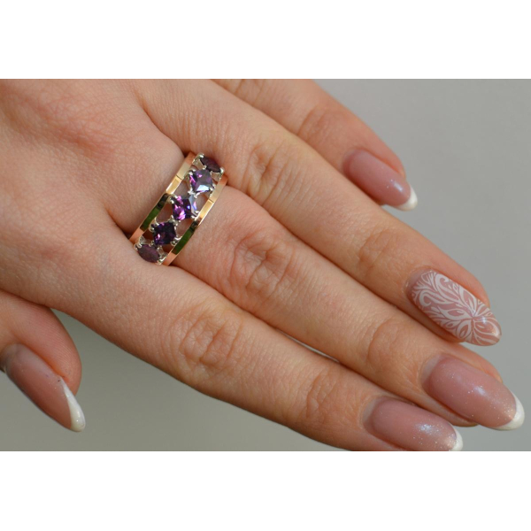 Серебряное кольцо с золотыми вставками (162к)