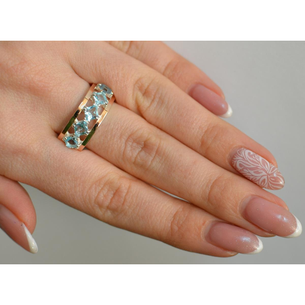 Серебряное кольцо с золотыми вставками (162к)