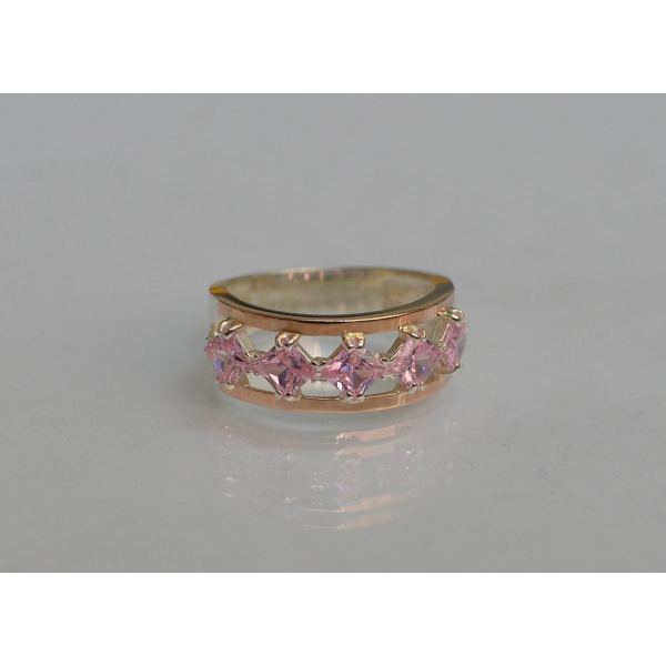 Серебряное кольцо с золотыми вставками (162к)