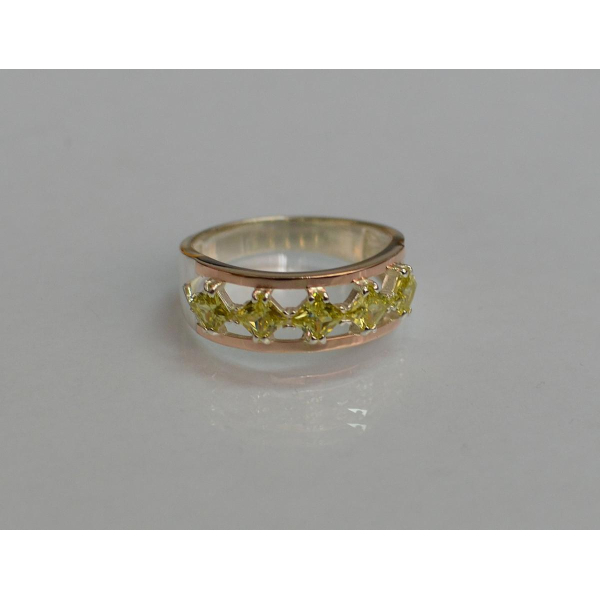 Серебряное кольцо с золотыми вставками (162к)