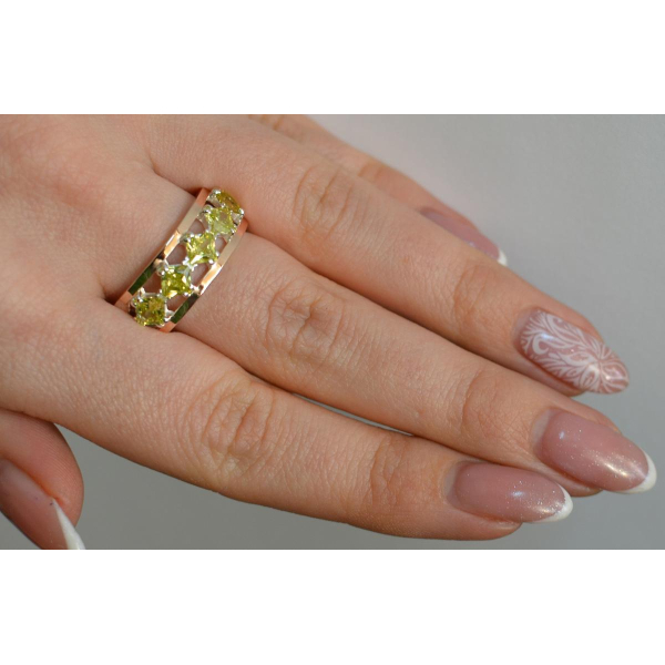 Серебряное кольцо с золотыми вставками (162к)